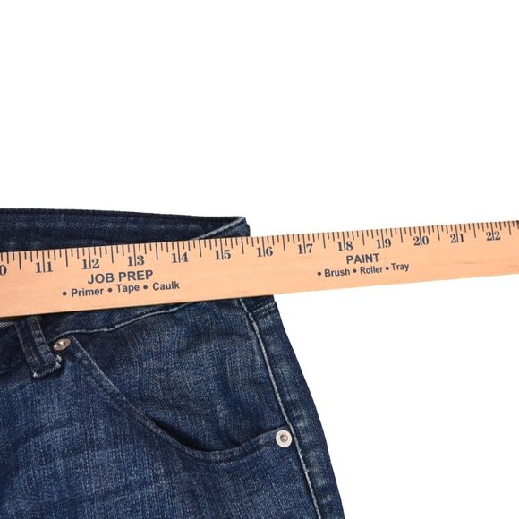 Bacara Crop Straight Cuffed Jeans Size 28 Dark Wash Distressed Hem Casual Denim - Picture 4 of 10